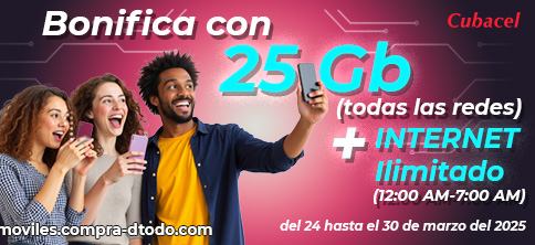 Bonifica con 25 GB + Internet ilimitado de 12am a 7am